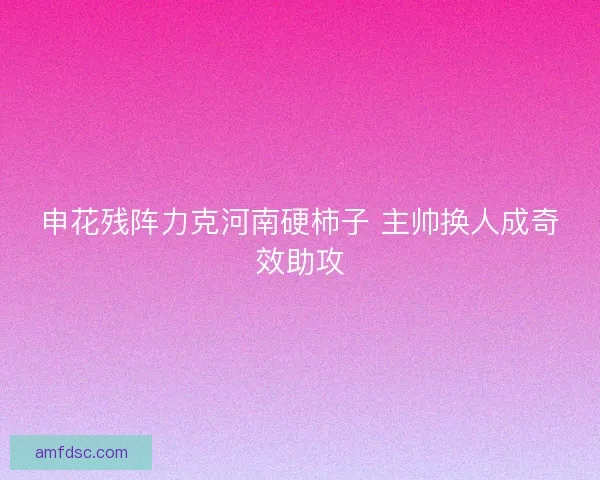申花残阵力克河南硬柿子 主帅换人成奇效助攻