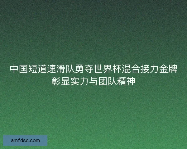 中国短道速滑队勇夺世界杯混合接力金牌彰显实力与团队精神