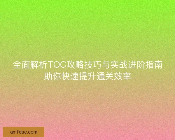 全面解析TOC攻略技巧与实战进阶指南助你快速提升通关效率